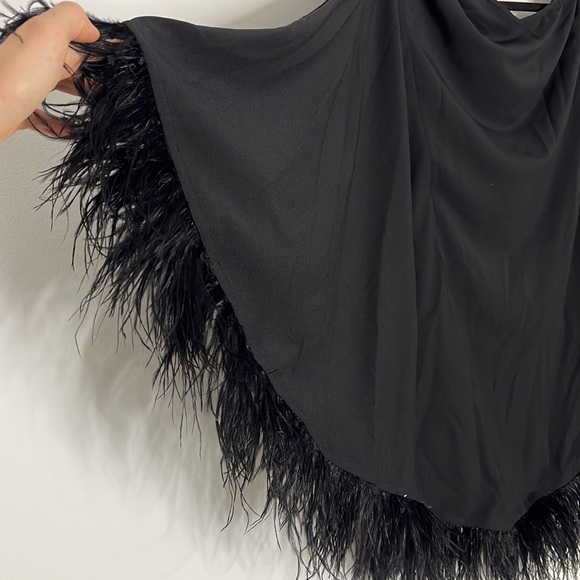 Hutch One Shoulder Faux Feather Mini Dress in Black Size M - Picture 5 of 5
